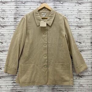 J. Jill Blazer Jacket Linen Blend Lined Women's Size 14P Beige Maize NEW